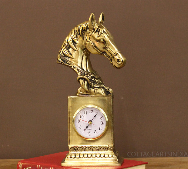 Brass Horse Bust Clock