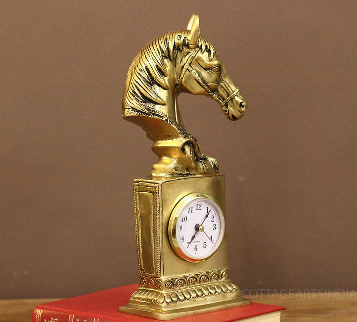 Brass Horse Bust Clock