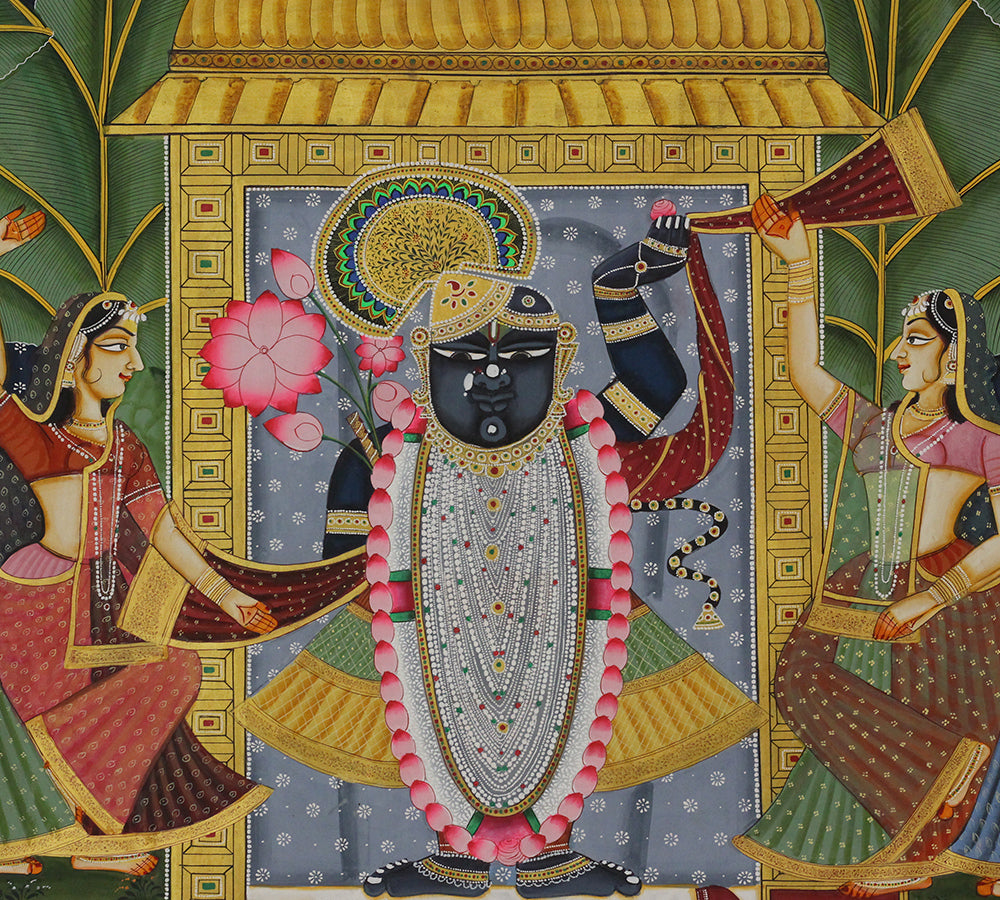 Shrinathji with Gopis Hand Painted Pichwai Painting