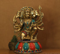 Brass Panchamukhi Hanuman Idol Stonework