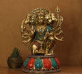 Brass Panchamukhi Hanuman Idol Stonework