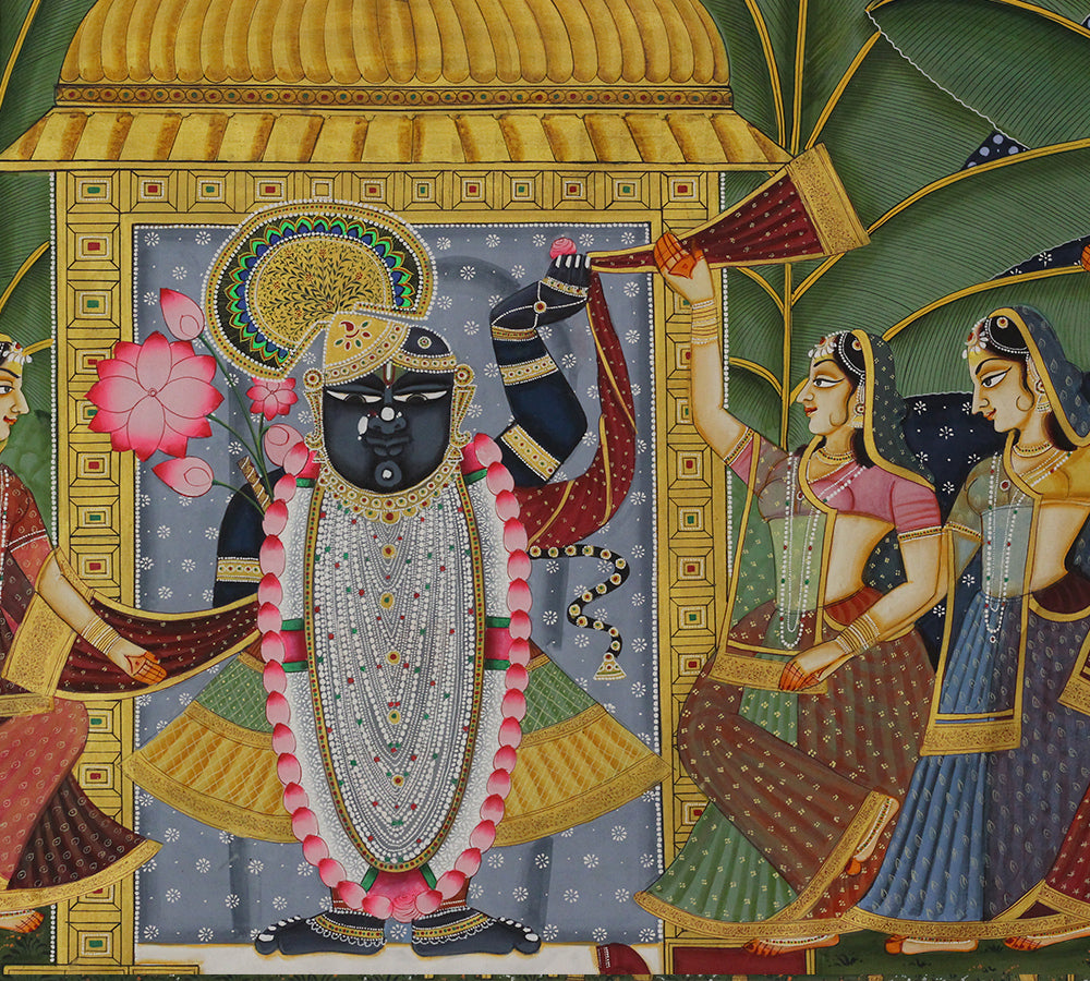 Shrinathji with Gopis Hand Painted Pichwai Painting