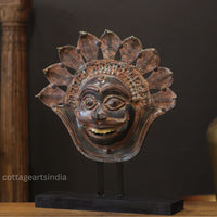 Brass Panjurli Theyyam Bhuta Mask | Handcrafted Kerala Wall Decor