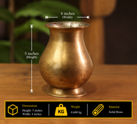 Vintage Brass Pot 5" | Reclaimed Solid Brass Decorative Vessel
