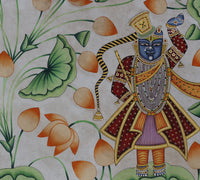Shrinathji in Lotus Garden Hand Painted Pichwai Painting