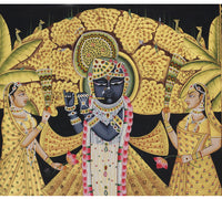 Shrinathji Under Kadamba Tree Hand Painted Pichwai Painting | Gold Foil Nathdwara Art