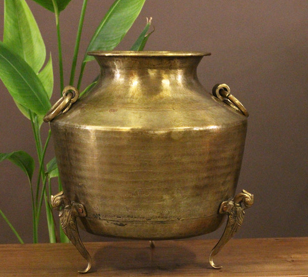 Brass Vintage Carved Planter