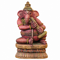 Handcrafted Sitting Wooden Ganesha Playing Shehnai