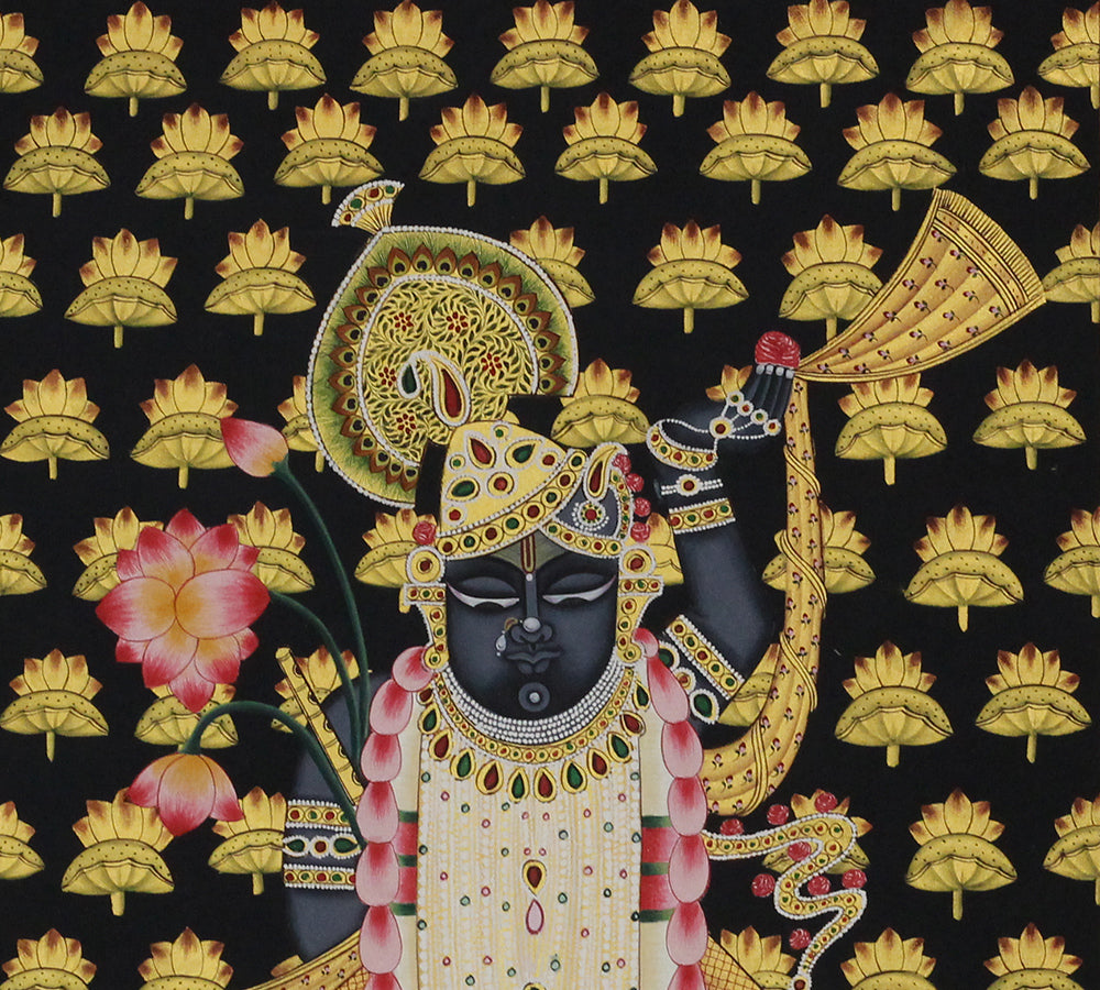 Shrinathji Kamal Van Hand Painted Pichwai Painting | Gold Foil Nathdwara Art