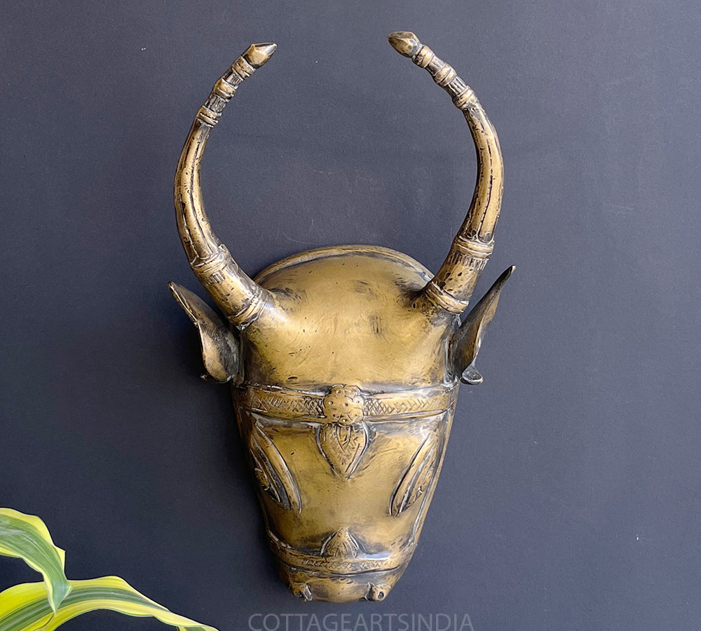 Brass Vintage Finish Cow Mask