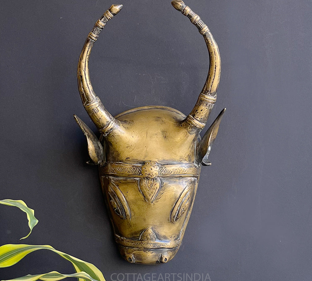 Brass Vintage Finish Cow Mask