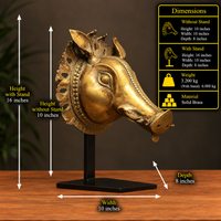 Brass Vintage Finish Varaha Mask on Stand