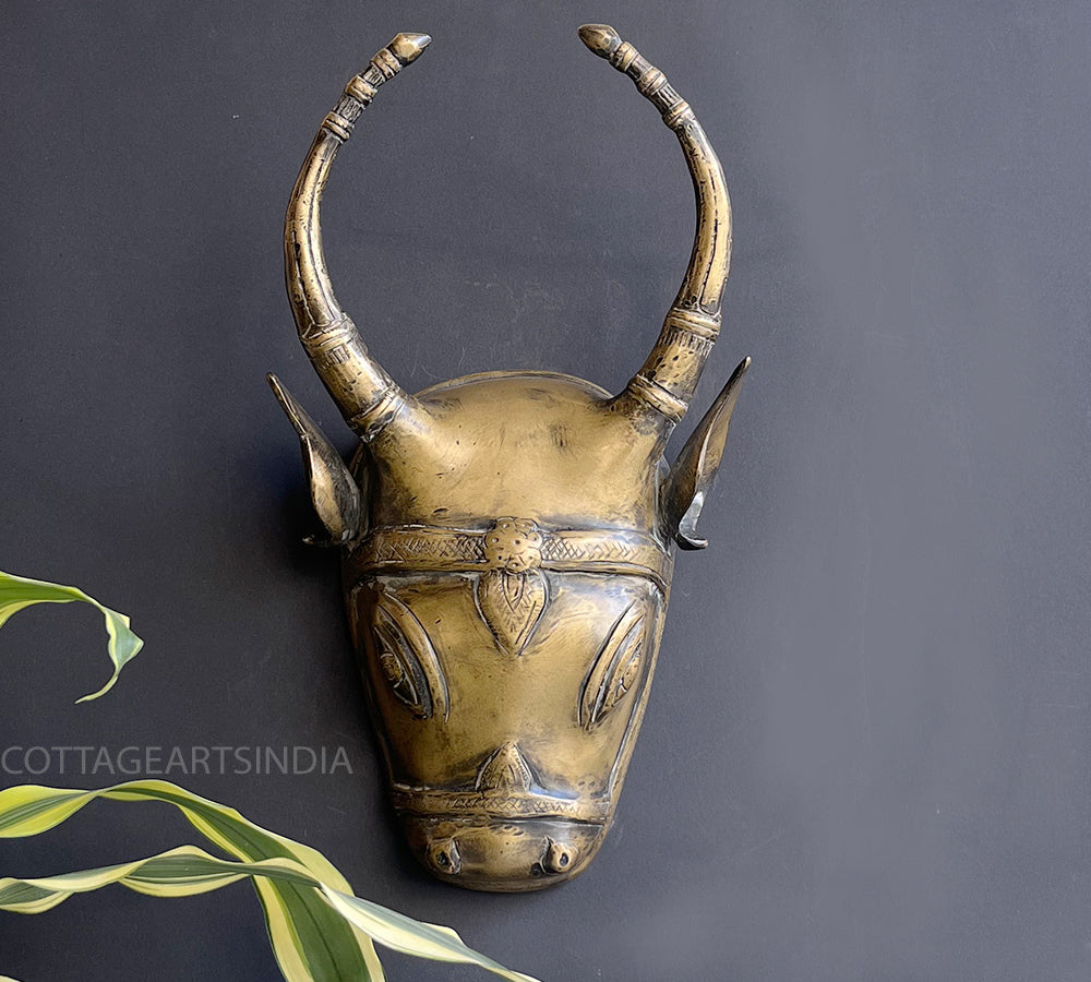 Brass Vintage Finish Cow Mask