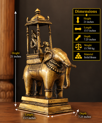 Brass Vintage Elephant With Mahavat