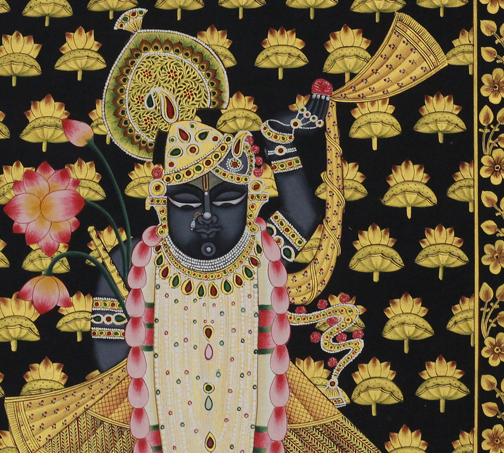 Shrinathji Kamal Van Hand Painted Pichwai Painting | Gold Foil Nathdwara Art