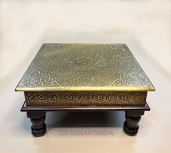 Wood/Brass Chowki Table