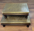 Wood/Brass Chowki Table Set of 2