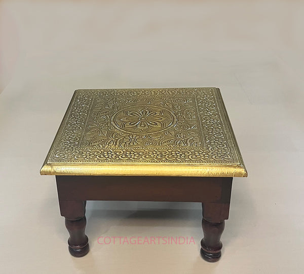 Wood/Brass Chowki Table