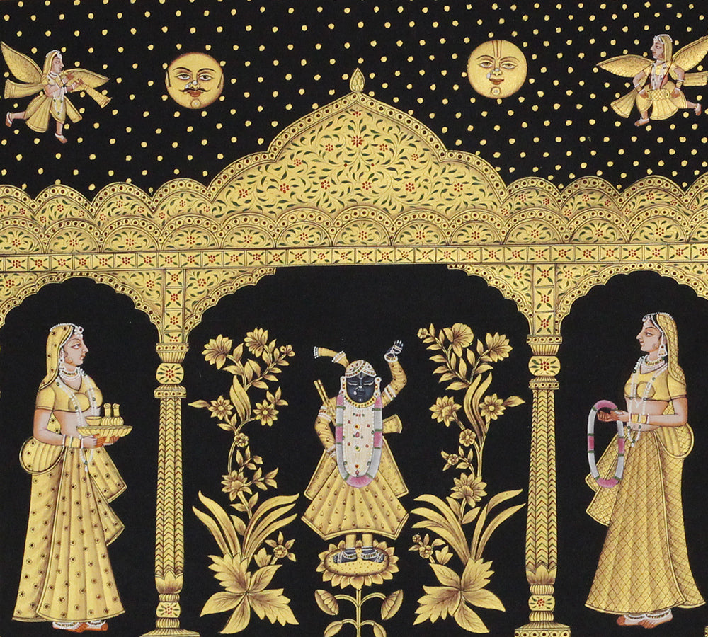 Shrinathji Haveli Seva Hand Painted Pichwai Painting | Gold Foil Nathdwara Art