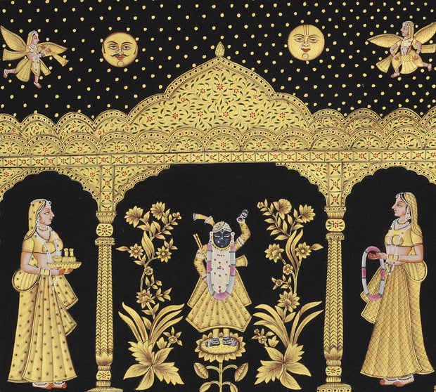 Shrinathji Haveli Seva Hand Painted Pichwai Painting | Gold Foil Nathdwara Art