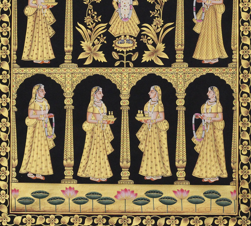 Shrinathji Haveli Seva Hand Painted Pichwai Painting | Gold Foil Nathdwara Art