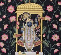 Shrinathji Lotus Pavilion Hand Painted Pichwai Painting | Gold Foil Nathdwara Art