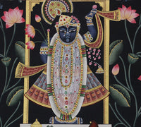 Shrinathji Lotus Pavilion Hand Painted Pichwai Painting | Gold Foil Nathdwara Art