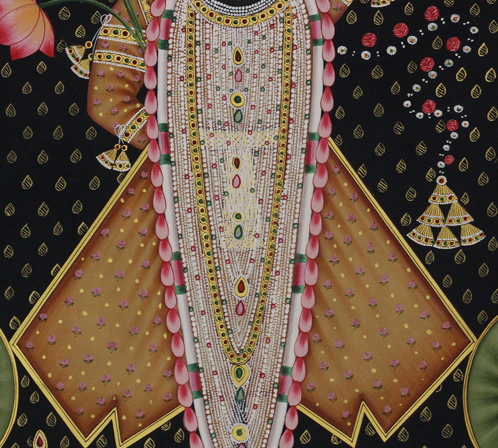 Shrinathji Rajbhog Hand Painted Pichwai Painting | Gold Foil Nathdwara Art