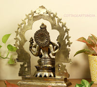 Brass Ganesh -Laxmi SuperFine With  Prabhawali 16"