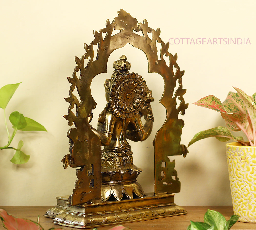 Brass Ganesh -Laxmi SuperFine With  Prabhawali 16"