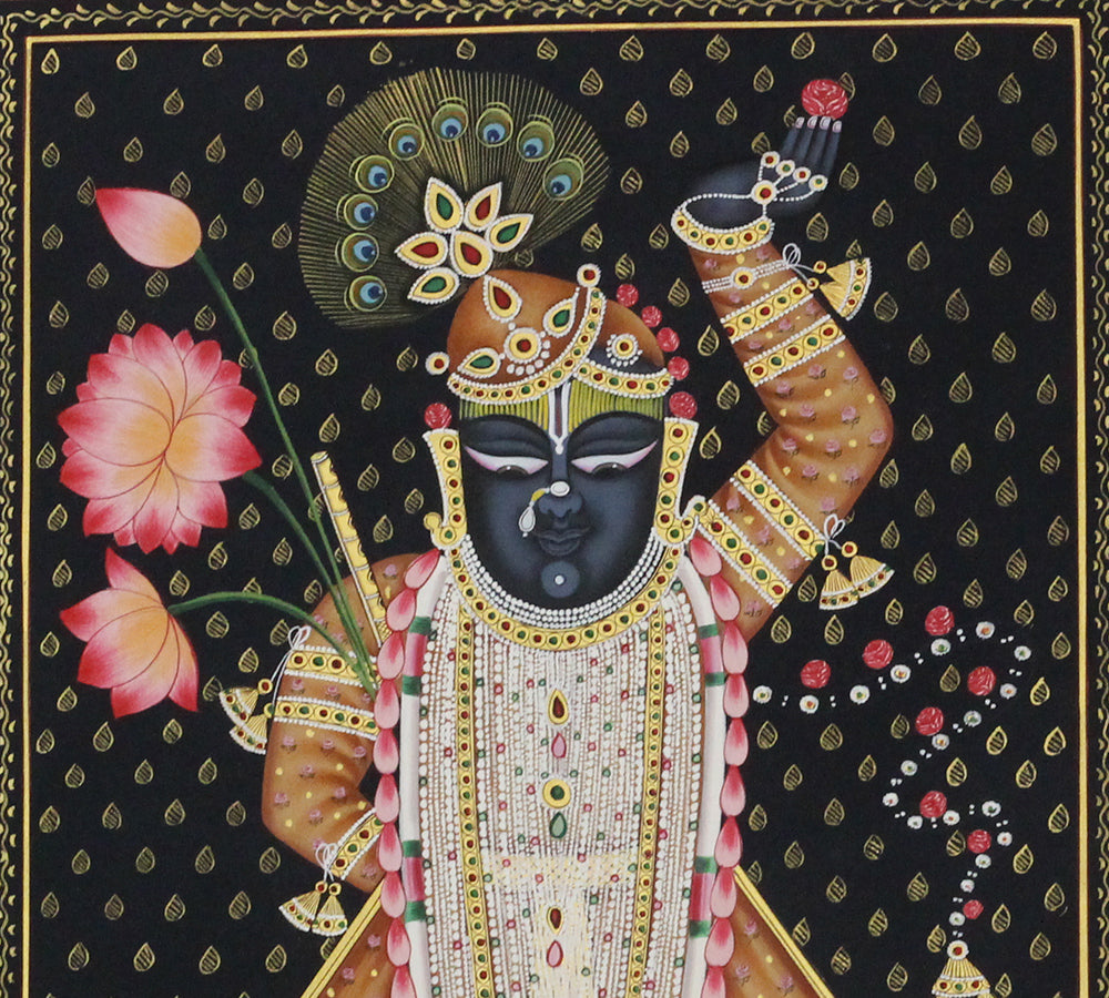 Shrinathji Rajbhog Hand Painted Pichwai Painting | Gold Foil Nathdwara Art