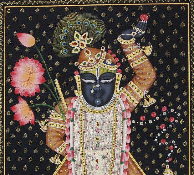 Shrinathji Rajbhog Hand Painted Pichwai Painting | Gold Foil Nathdwara Art