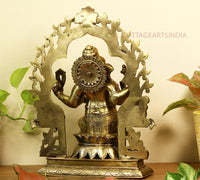 Brass Ganesh -Laxmi SuperFine With  Prabhawali 16"