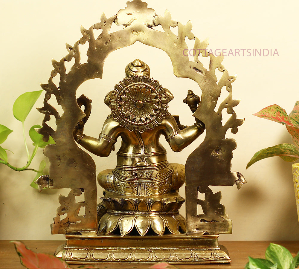 Brass Ganesh -Laxmi SuperFine With  Prabhawali 16"