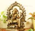 Brass Ganesh -Laxmi SuperFine With  Prabhawali 16"