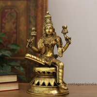 Brass Laxmi Sitting on Lotus 12.5''