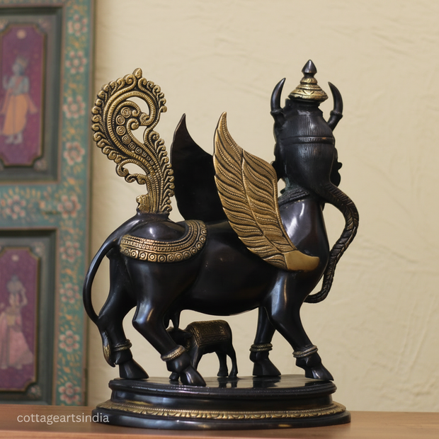 Brass Kamdhenu Superfine 17" Black and Gold Finish