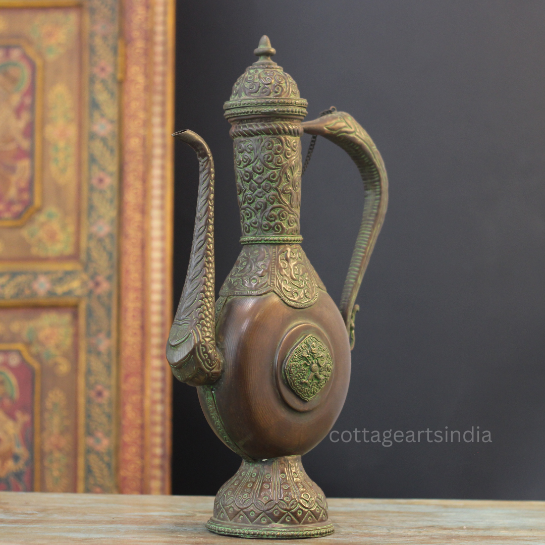Handcrafted Tibetan Buddhist Ritual Ewer – Copper & Brass