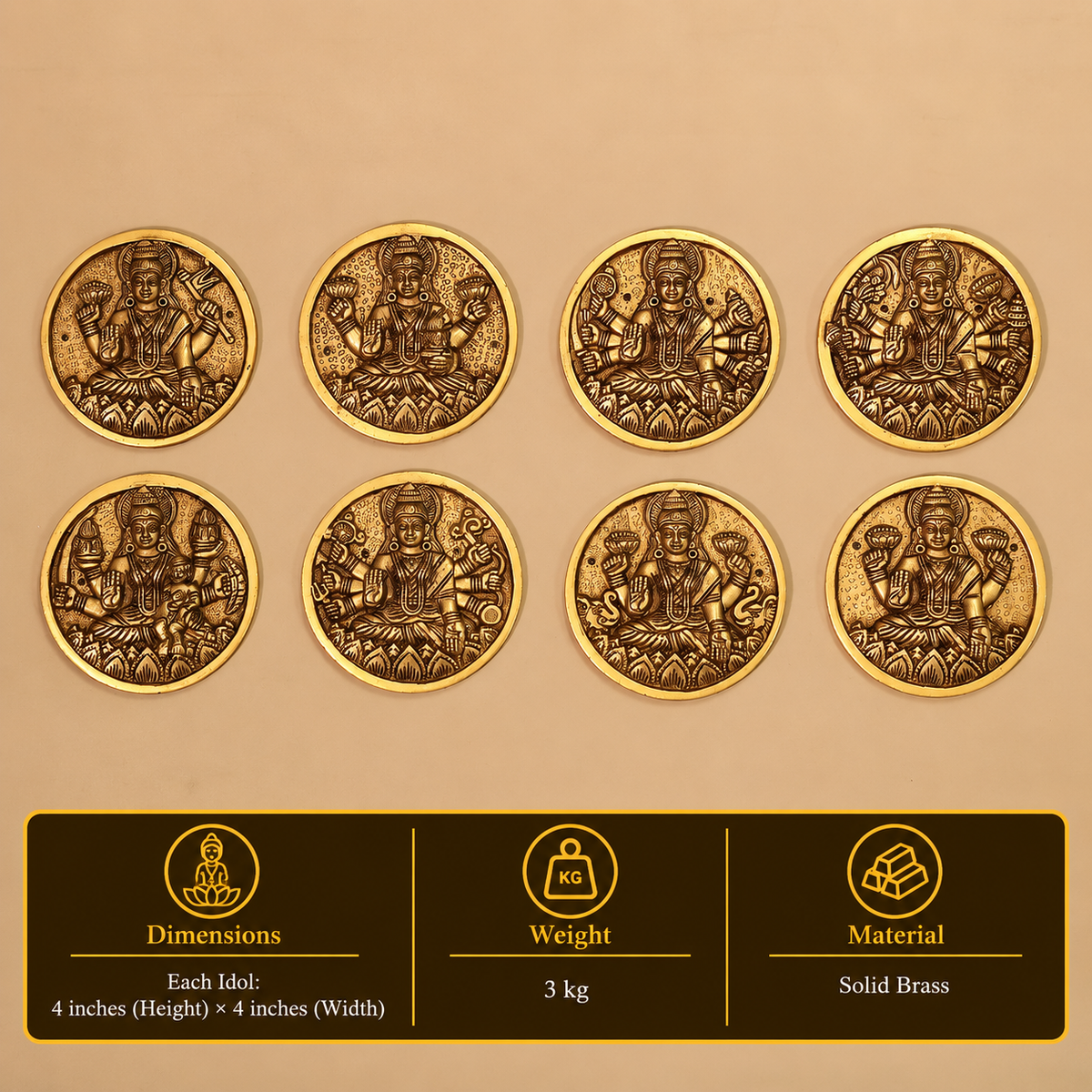Brass Ashta Lakshmi Wall Hanging (Set of 8 Lakshmi)