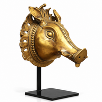 Brass Vintage Finish Varaha Mask on Stand