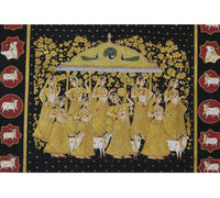 Hand Painted Gopi Seva Pichwai Painting | Gold Foil Nathdwara Art