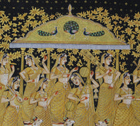 Hand Painted Gopi Seva Pichwai Painting | Gold Foil Nathdwara Art