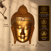 Wooden Buddha Face Mask 17"
