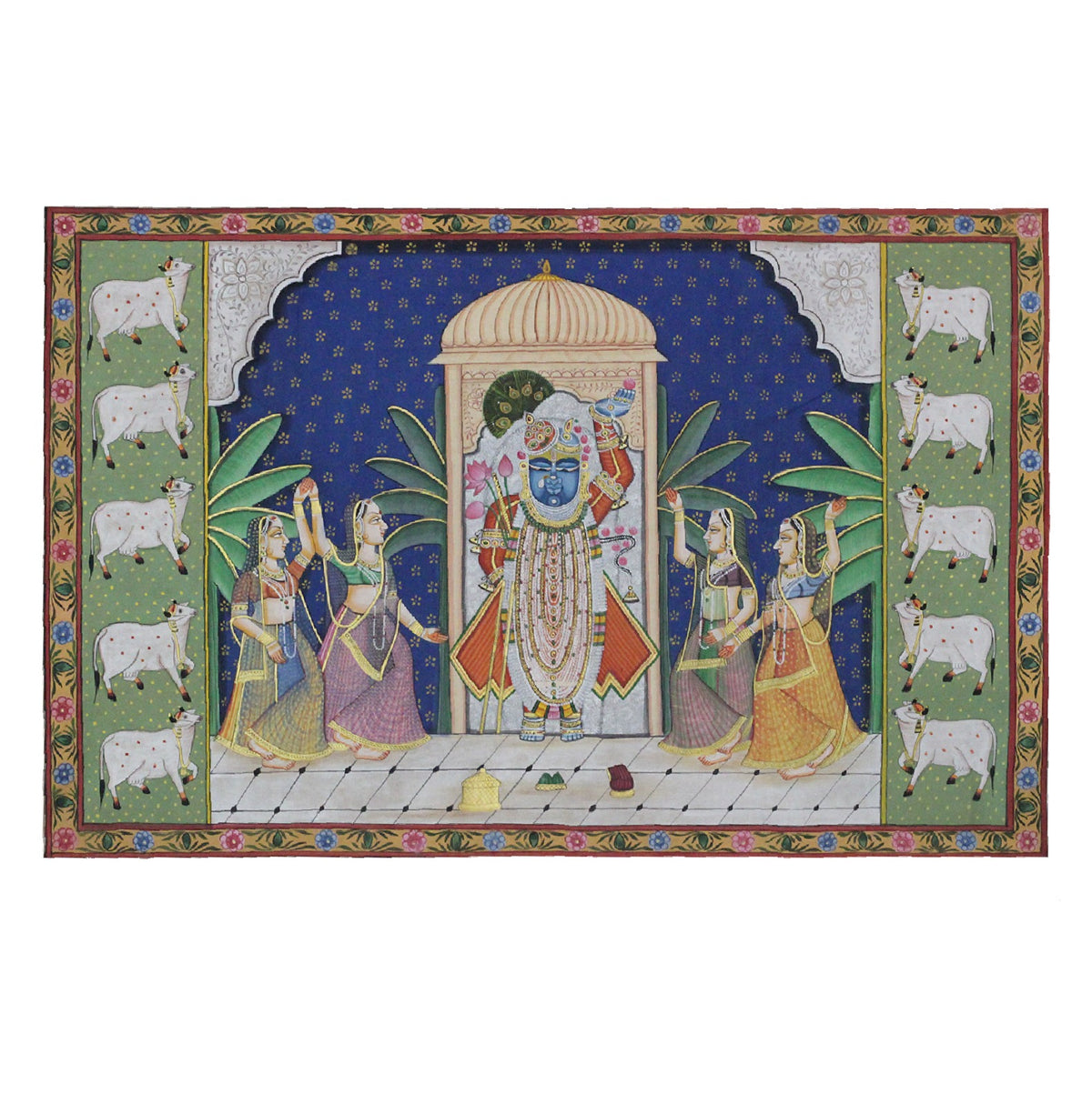 Hand-Painted Shrinathji Temple Pichwai Painting | Nathdwara Devotional Art