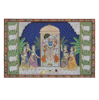 Hand-Painted Shrinathji Temple Pichwai Painting | Nathdwara Devotional Art
