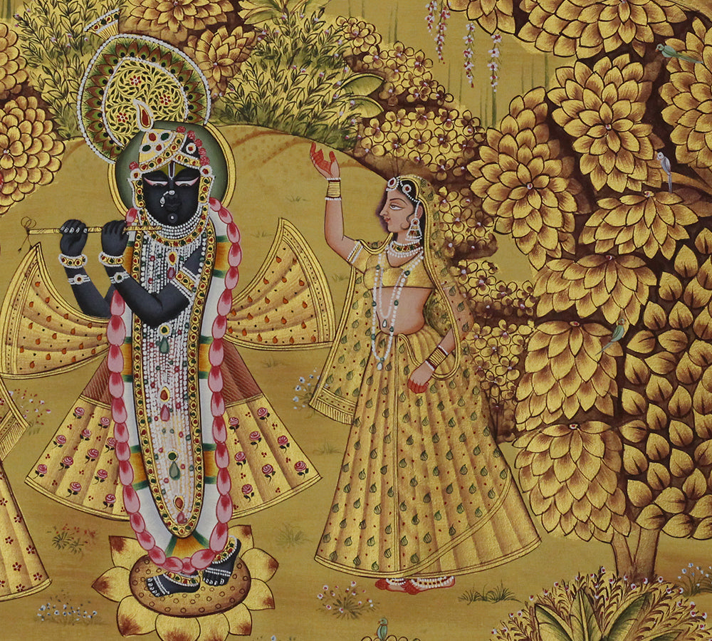 Handcrafted Golden Shrinathji Pichwai Painting | Gold Foil Wall Art