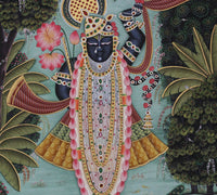Shrinathji in the Forest of Vrindavan Pichwai Painting – Handcrafted  Artwork