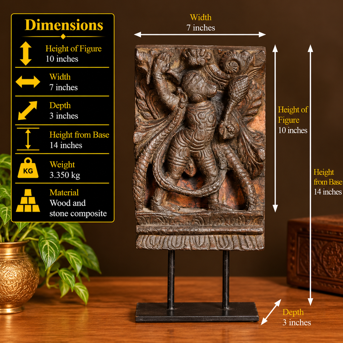 Vintage Wood /Stone Hanuman