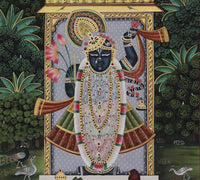 Shrinathji in the Forest of Vrindavan Pichwai Painting – Handcrafted  Artwork