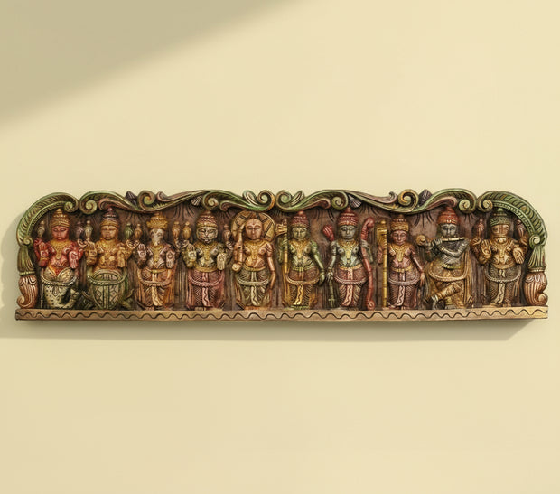 Wooden Handcarved Wall Panel Dasavathar